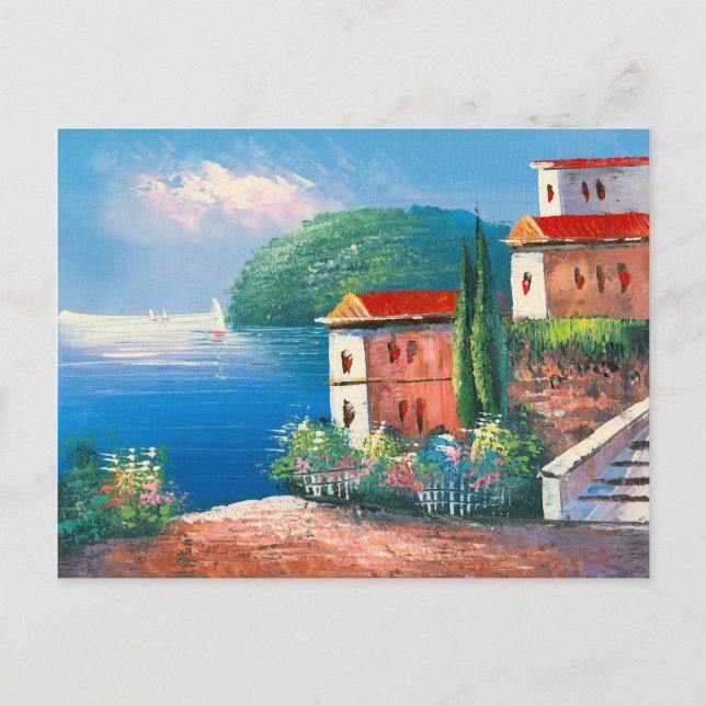 Carte Postale Tableau D'Une Villa Balnéaire En Italie (Devant)