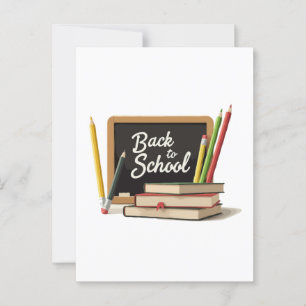 Carte Postale Tableau noir et livres vintage "Retour à l'école"