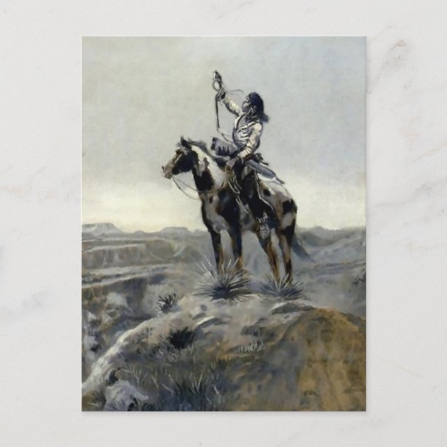 Carte Postale Tableau occidental "Guerre" de Charles M Russell (Devant)