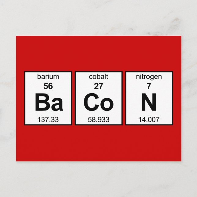 Carte Postale Tableau périodique BaCoN (Devant)