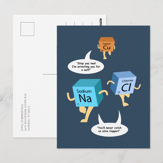 Carte Postale Tableau périodique drôle humour chimie Cadeau d'an (Devant / Derrière)