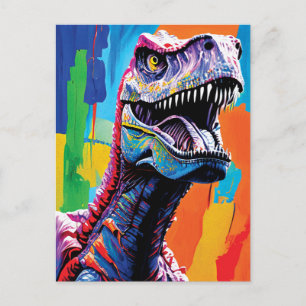 Carte Postale Tableau Portrait D'Un Tyrannosaurus Rex   T-Rex