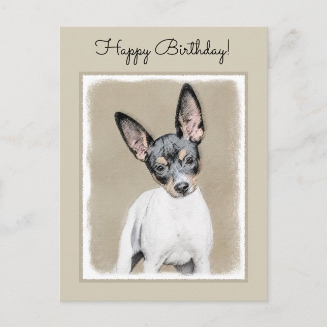 Carte Postale Tableau Rat Terrier - Cute Original Chien Art (Devant)