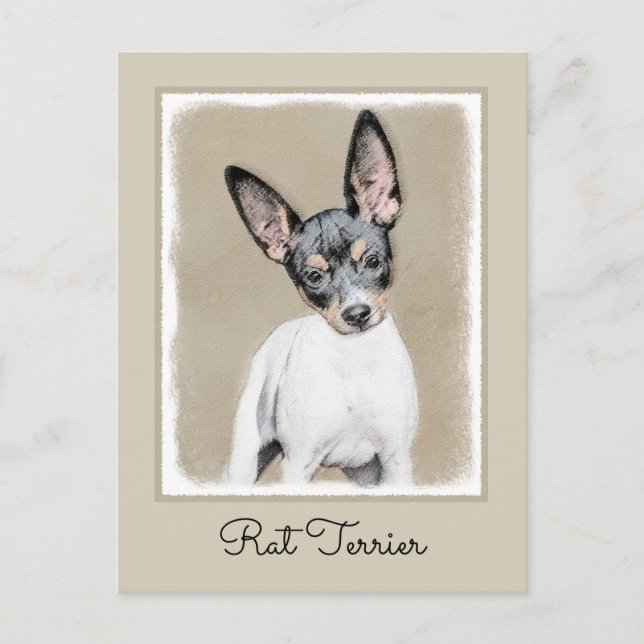 Carte Postale Tableau Rat Terrier - Cute Original Chien Art (Devant)