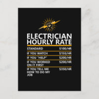Tableau tarifaire horaire d'électricien drôle Cade