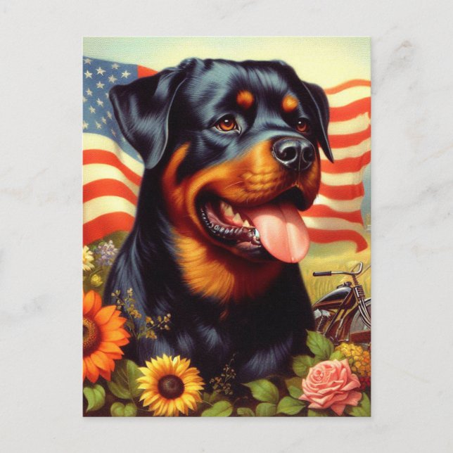 Carte Postale Tableau vintage Rottweiler (Devant)