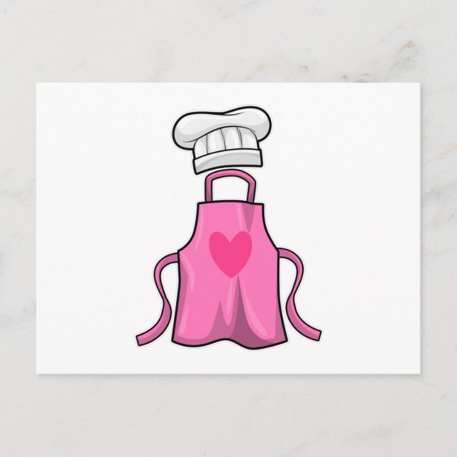 Carte Postale Tablier de cuisine et Chapeau de cuisine avec Cœur (Devant)