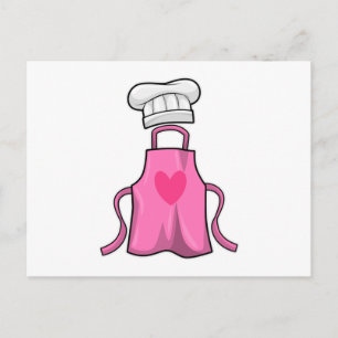 Carte Postale Tablier de cuisine et toque de cuisine avec Cœur