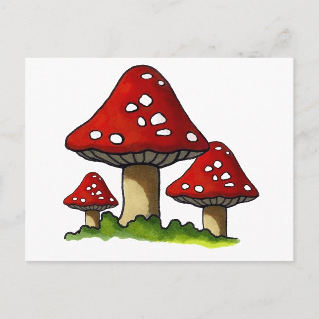 Carte Postale Tabourets rouges, Champignons : Art libre (Devant)