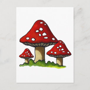 Carte Postale Tabourets rouges, Champignons : Art libre