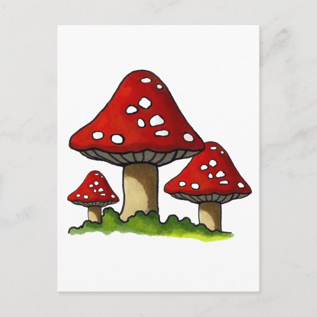 Carte Postale Tabourets rouges, Champignons : Art libre (Devant)