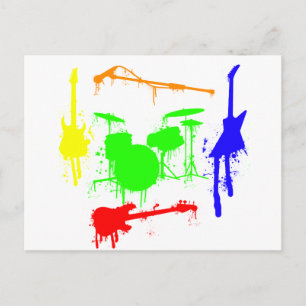Carte Postale Taches de peinture Instruments de musique Groupe G