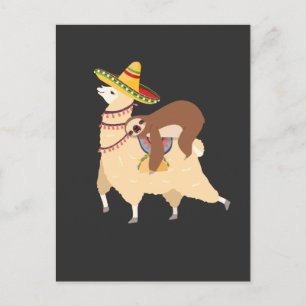 Carte Postale Taco Aimer Animaux Lazy Sloth Riding Llama