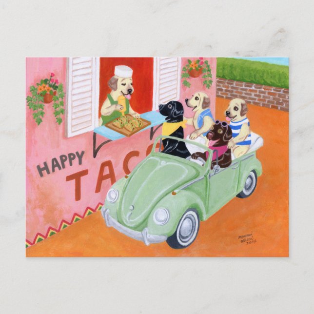 Carte Postale Taco Fun Labradors (Devant)
