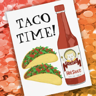 Carte Postale TACO TIME Sauce chaude épicée Chat Maracas