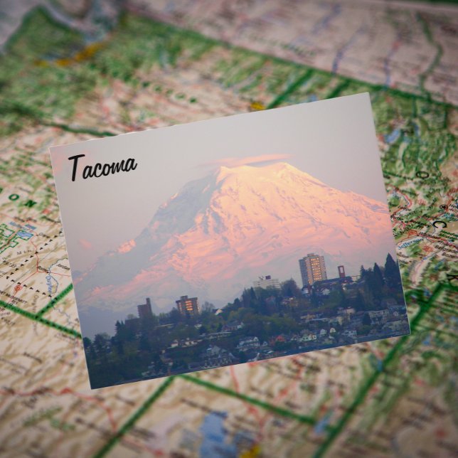 Carte Postale Tacoma, Washington et Mount Rainier Travel (In Situ Map)