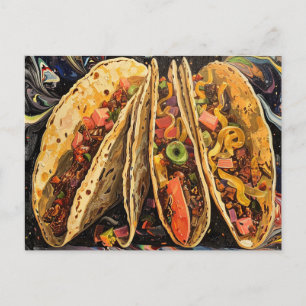 Carte Postale Tacos dans un style Klimt