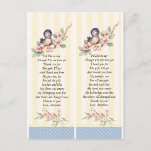 Carte Postale Tag vintage Little Bird Baby shower personnalisé F