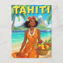 Tahiti Beach Beauty Retro Art