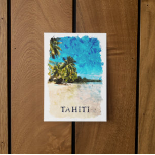 Carte Postale Tahiti French Polynésie Beach Aquarelle