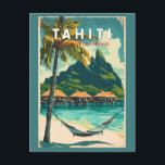 Carte Postale Tahiti Illustration Travel Art Vintage<br><div class="desc">Tahiti retro vector travel design. Tahiti is the largest island in French Polynesia,  the South Pacific archipelago.</div>