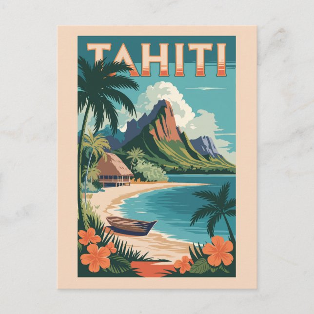 Carte Postale Tahiti Polynésie française Illustration Art de voy (Devant)