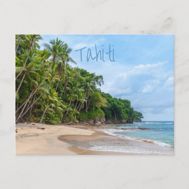 Carte Postale Tahiti Sand Beach Ciel bleu Palmiers (Devant)