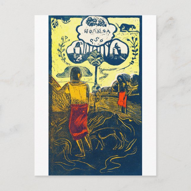 Carte Postale Tahitian Femmes et Chien, Gauguin (Devant)