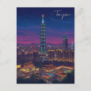 Carte Postale Taipei 101 Taïwan à la nuit