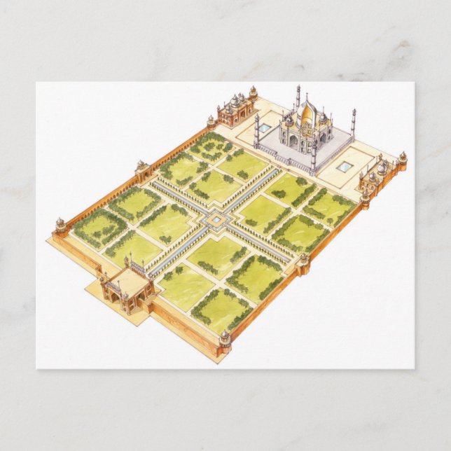 Carte Postale Taj Mahal. Adra Inde. Tombe et jardins (Devant)