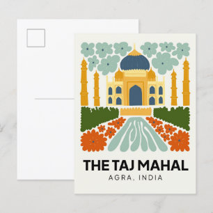Carte Postale Taj Mahal Agra Inde Voyage abstrait art floral