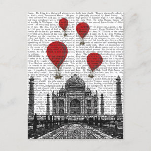Carte Postale Taj Mahal et Red Hot Air Balloons