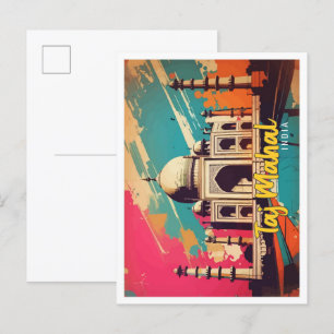 Carte Postale Taj Mahal Inde Pop Art Illustration de voyage