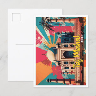 Carte Postale Taj Mahal Inde Pop Art Illustration de voyage