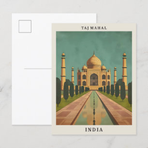 Carte Postale Taj Mahal Inde Vintage voyage d'art élégant