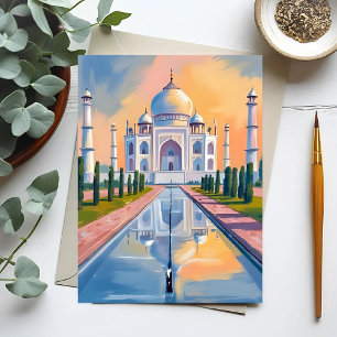 Carte Postale Taj Mahal Inde Voyage Peinture