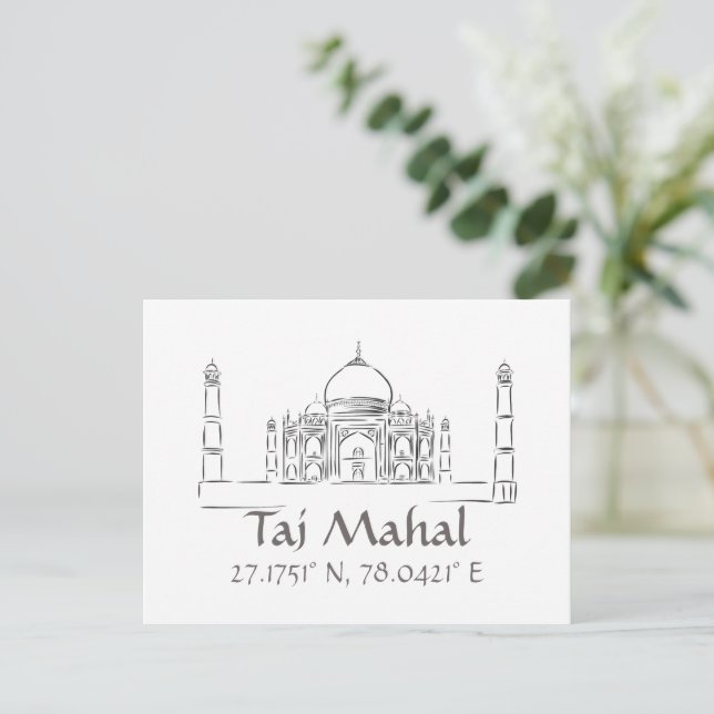 Carte postale Taj Mahal Latitude Longitude (Debout devant)
