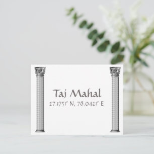 Carte postale Taj Mahal Latitude Longitude