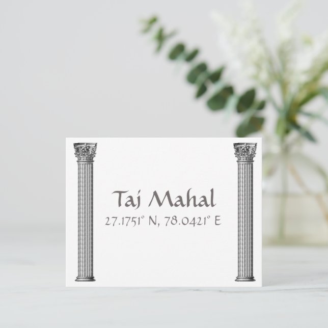 Carte postale Taj Mahal Latitude Longitude (Debout devant)
