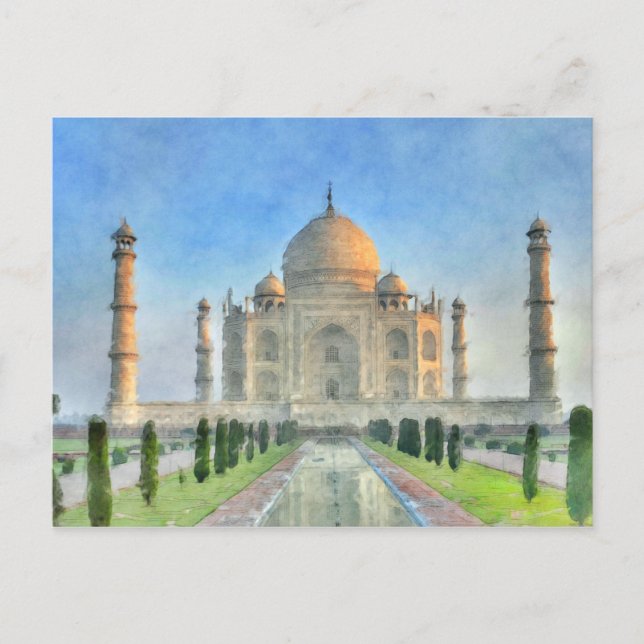 Carte postale Taj Mahal Peinture colorée (Devant)