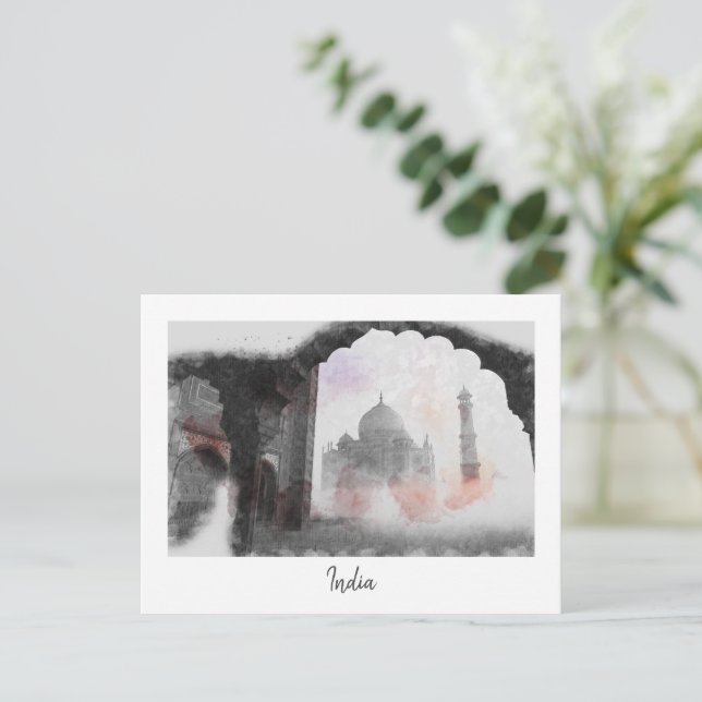 Carte postale Taj Mahal vintage - Souvenir de voya (Debout devant)