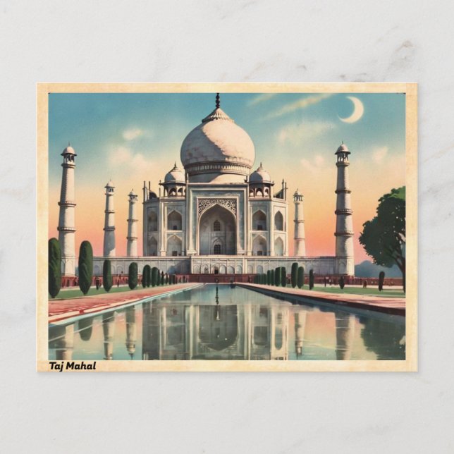 Carte Postale Taj Mahal Vintage voyage (Devant)