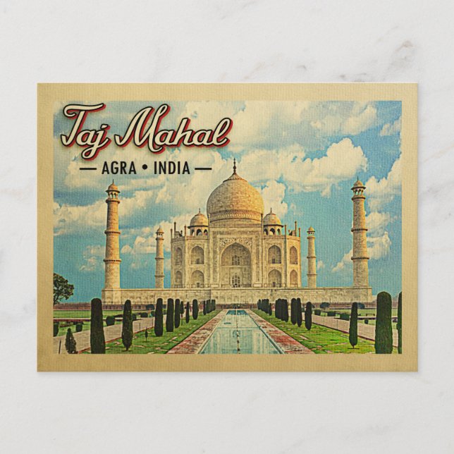 Carte postale Taj Mahal Vintage voyage Inde (Devant)