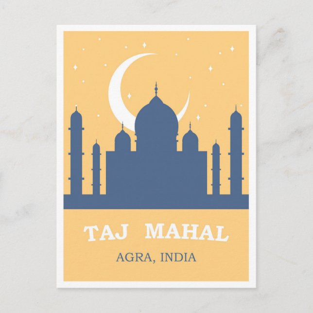 Carte Postale Taj Mahal, Vintage voyage indien de nuit (Devant)