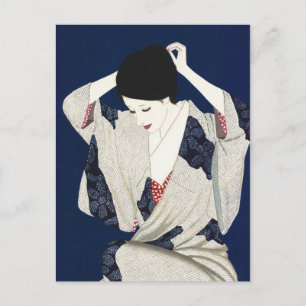 Carte Postale Takasawa Keiichi cheveux classique femme japonaise