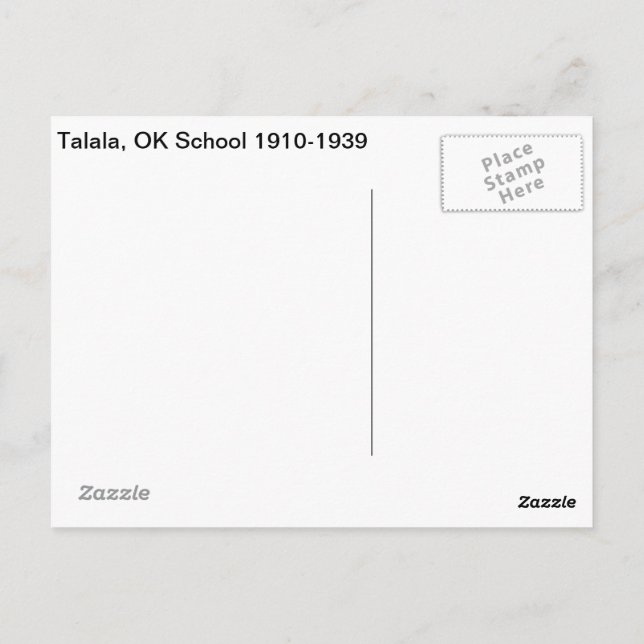 Carte Postale Talala, OK School 1910-1939 (Dos)