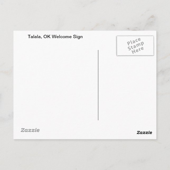 Carte Postale Talala, OK Welcome Sign Postcard (Dos)