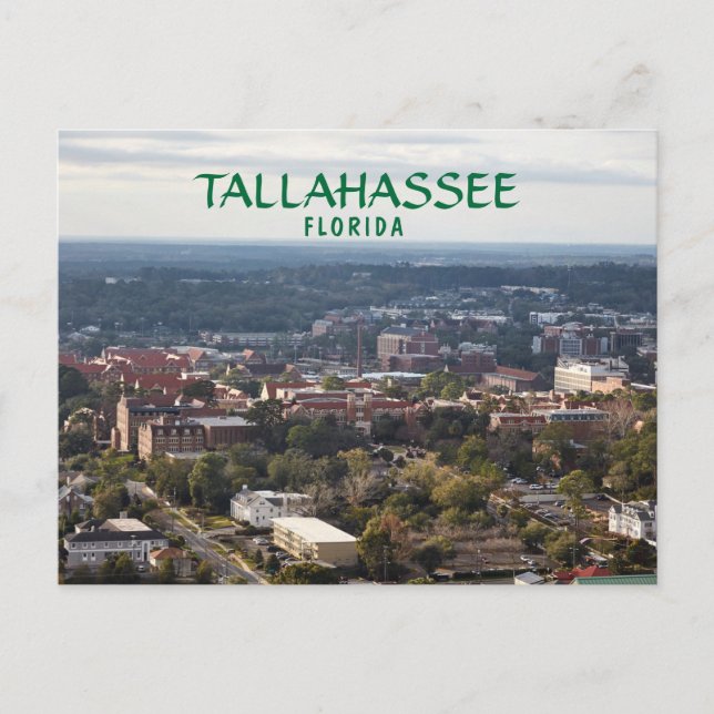 Carte Postale Tallahassee, Floride, vue aérienne de la ville (Devant)