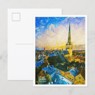 Carte Postale Tallin Estonie Belle peinture à l'huile Paysage