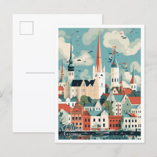 Carte Postale Tallinn Estonie Art Travel Place illustration